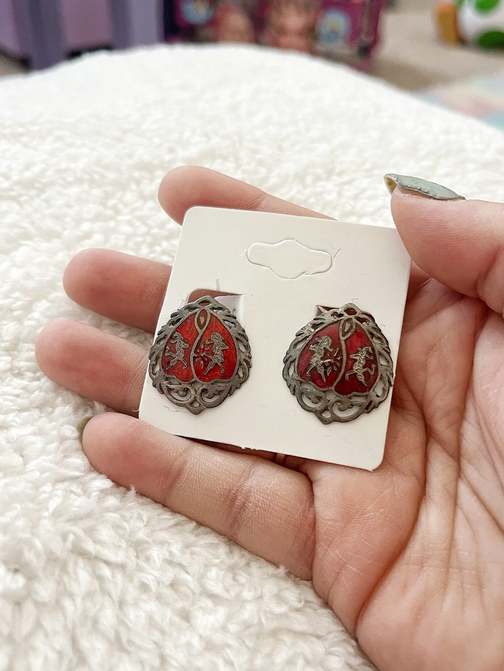 Vintage Siam 925 silver earrings